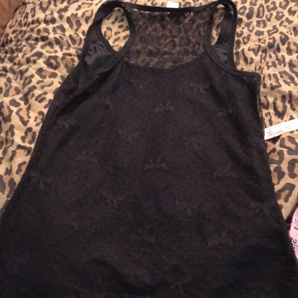 Boxzolo size small black lace scoop neck tank ,lined front  dress up or down - Picture 9 of 10